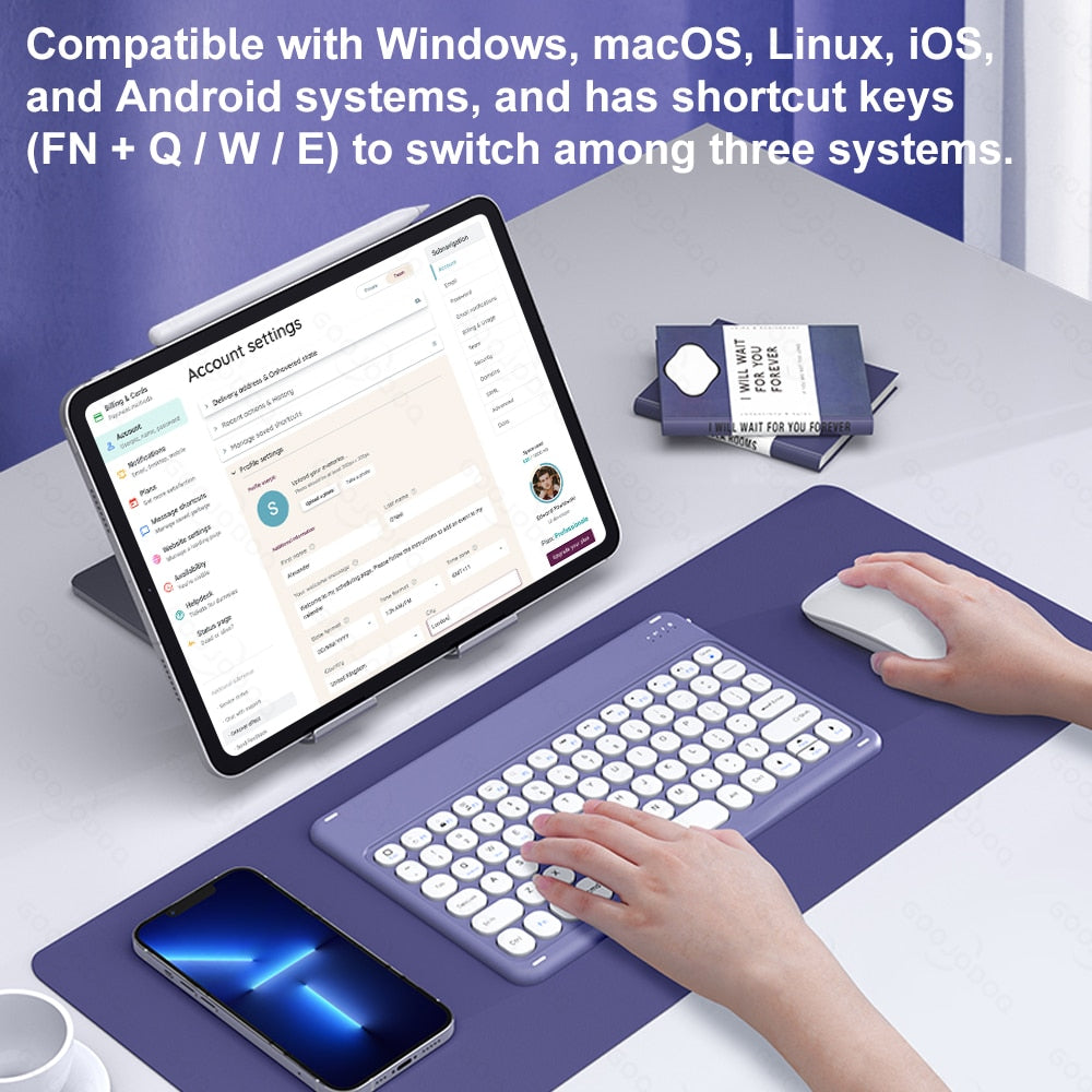 Bluetooth Keyboard Wireless Keyboard and Mouse for iPad 10th Gen Tablet Android IOS Windows