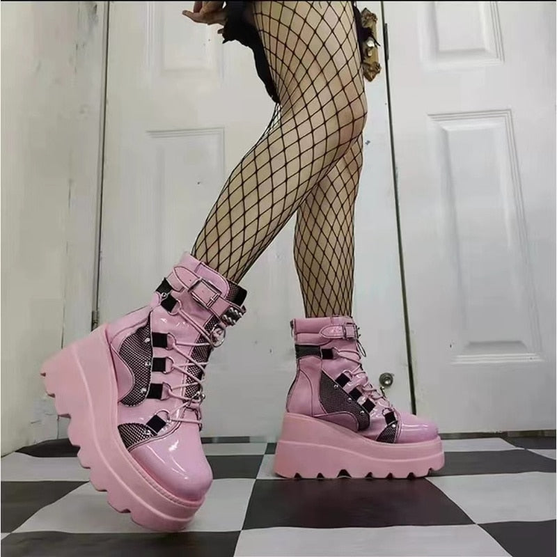 Gothic Style High Heel Platform Boots