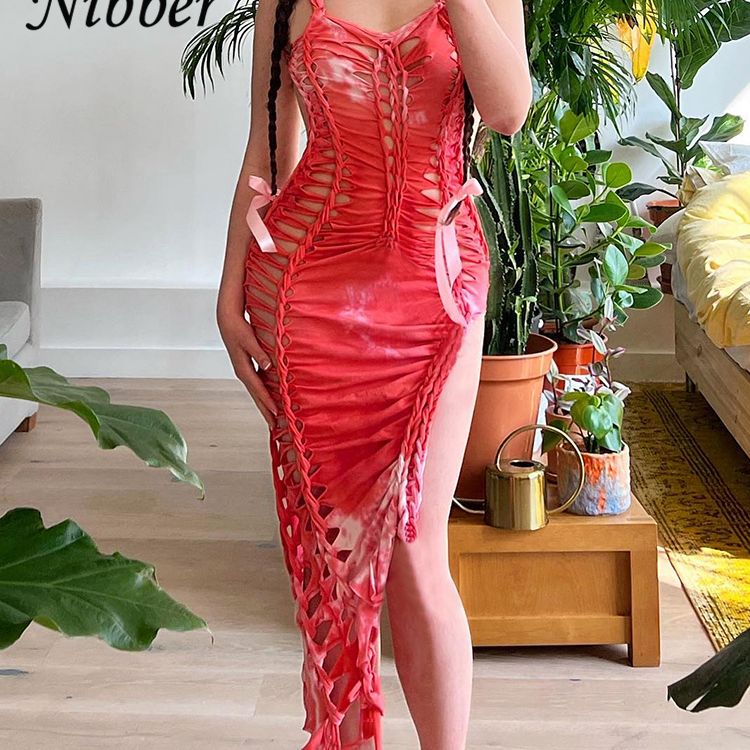 Off-shoulder Hollow-out Sleeveless See-through Dress