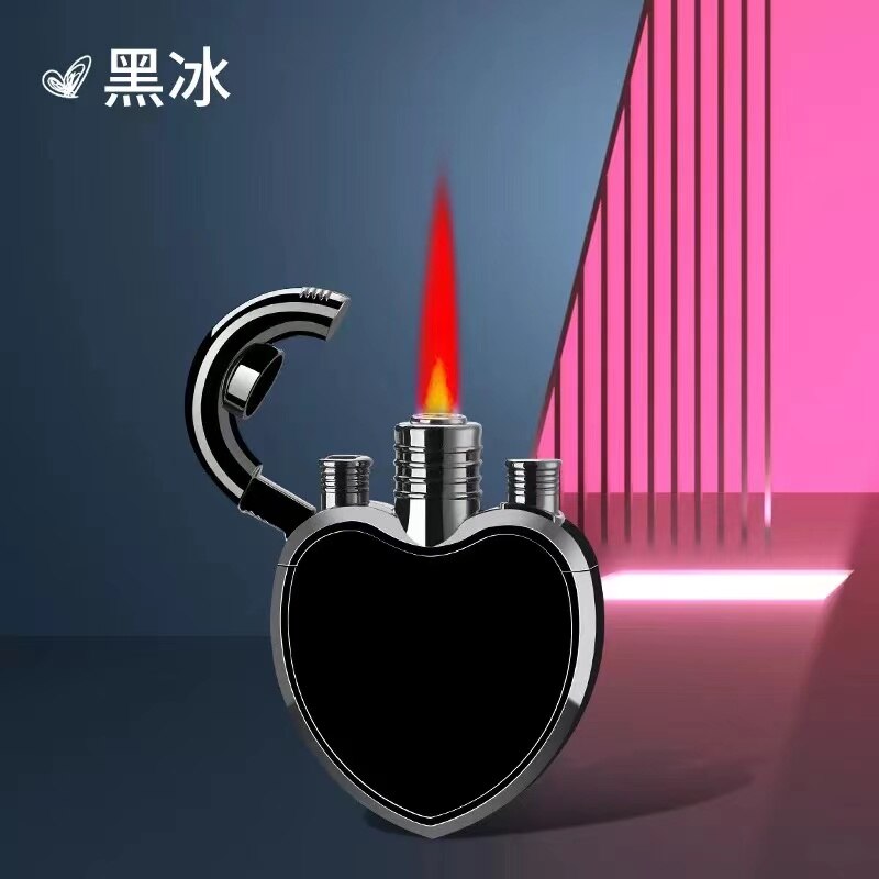 Heart Shaped Love Gas Lighter& Flashlight