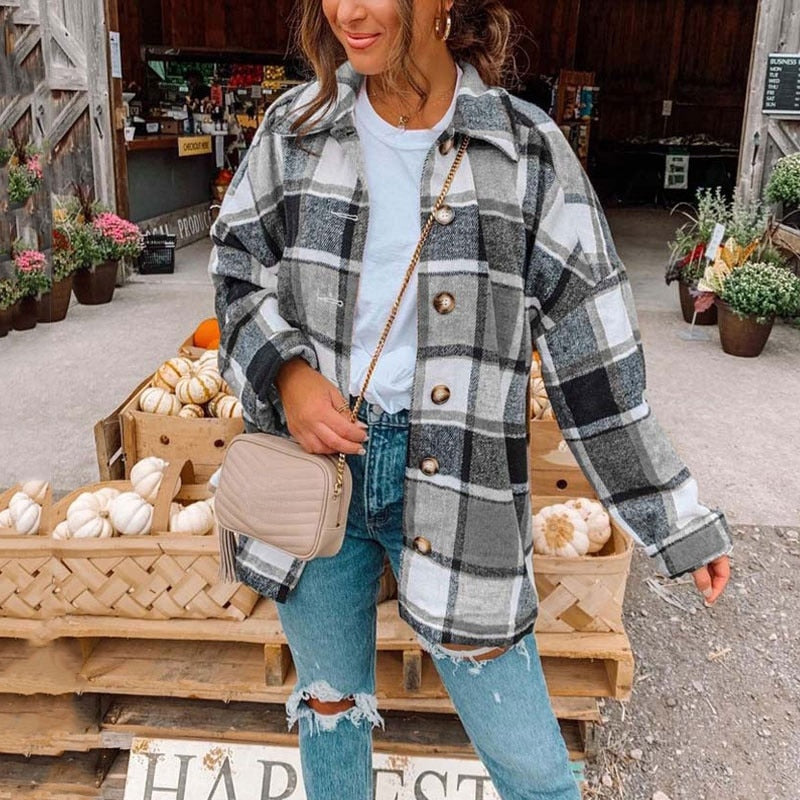 Plaid Oversized Checkered Button Up Shirt