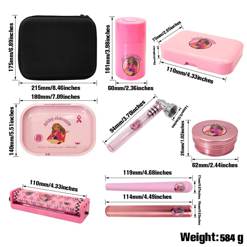 Pink Metal Rolling Tray Set