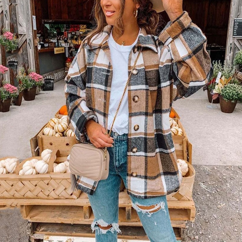 Plaid Oversized Checkered Button Up Shirt