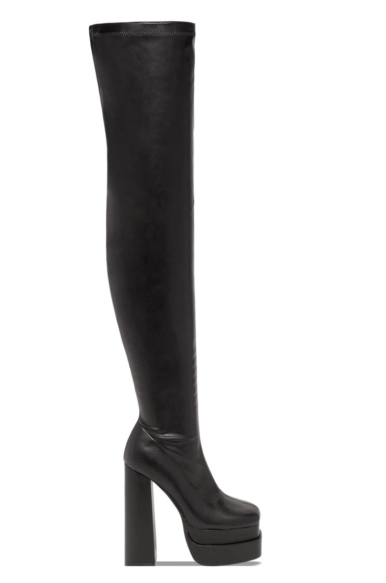 Thigh High Double Platform Block Heel Boots